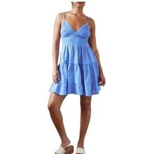 Blanco by Nature Blue‎ Azure Tie Back Crochet Dress Cover Up Women's Small NWT